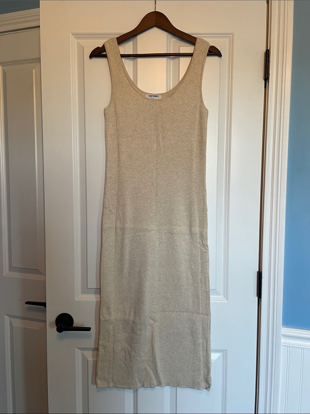 Old Navy Beige Ribbed Maxi Tank Dress